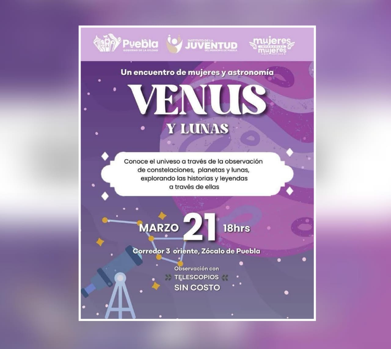 Observa el Universo desde el zócalo de Puebla 