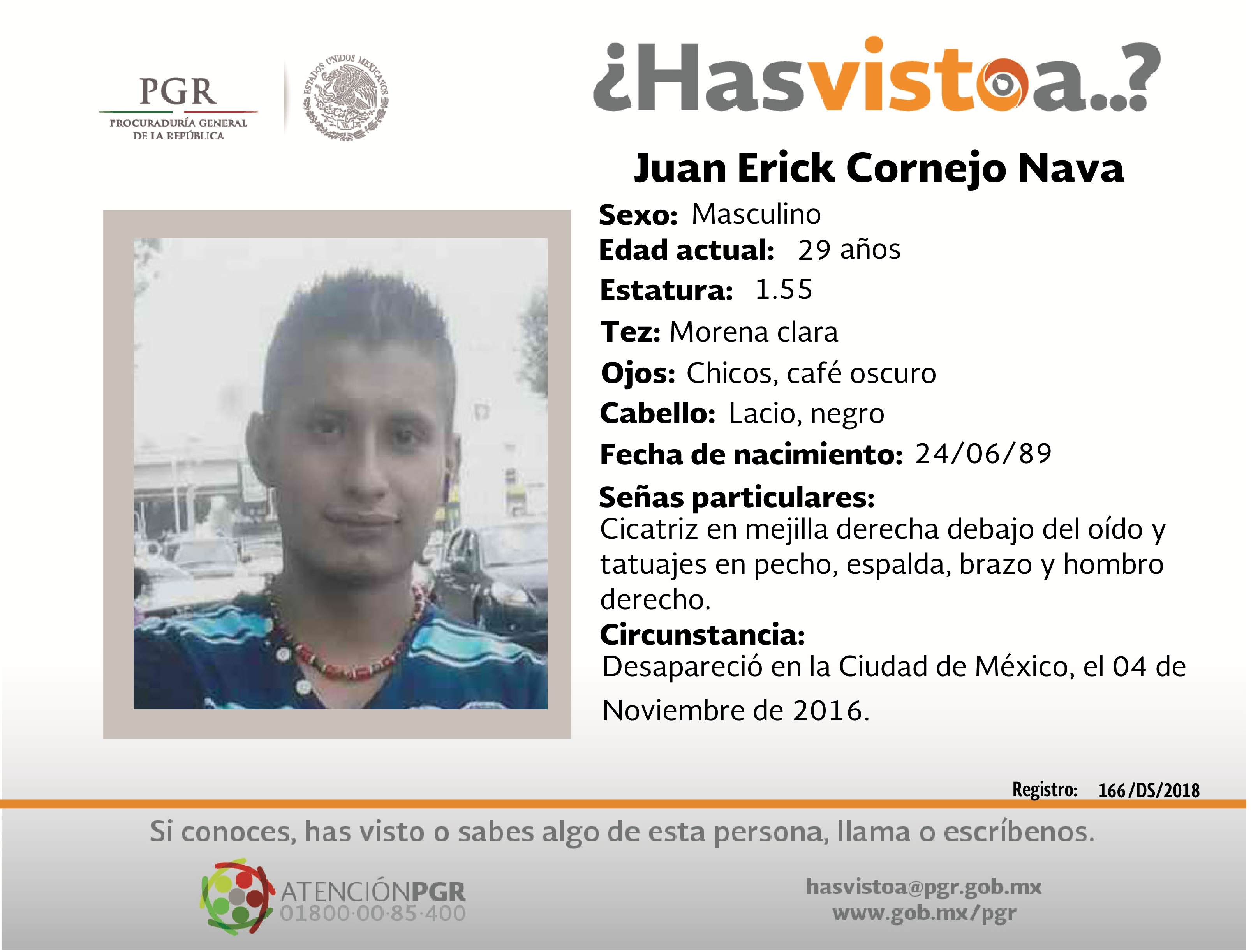 Ayúdanos a localizar a Juan Erick Cornejo