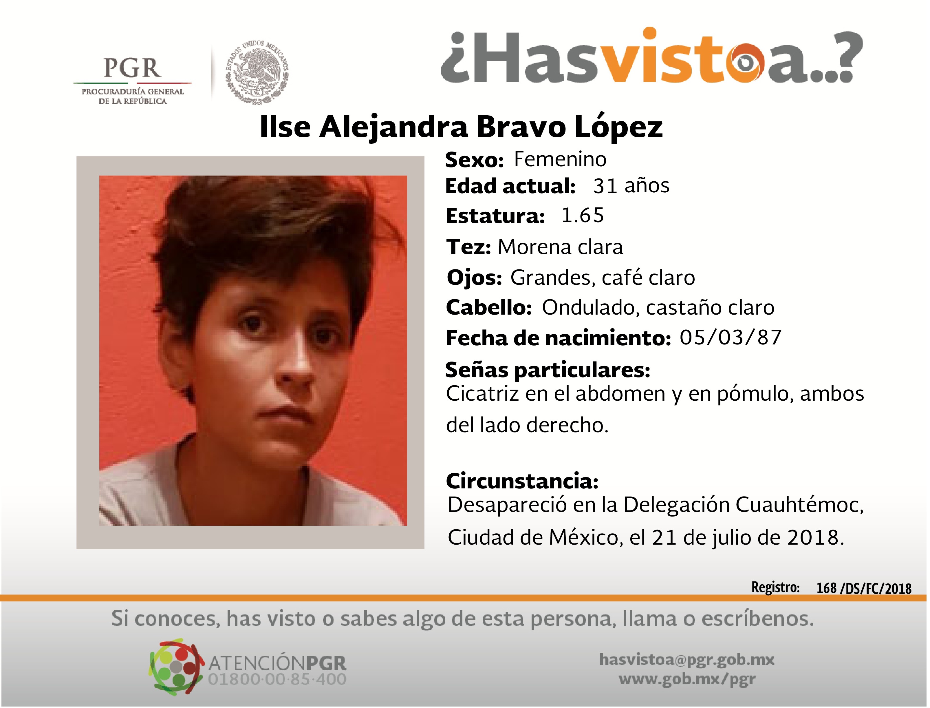 Ayúdanos a localizar a Ilse Alejandra Bravo
