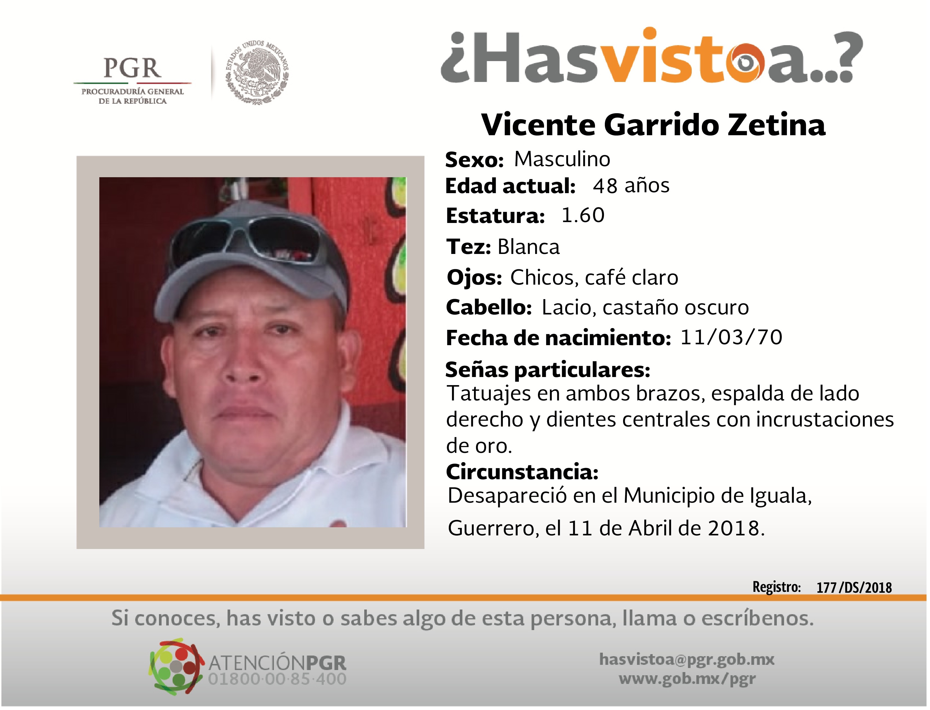 Ayúdanos a localizar a Vicente Garrido