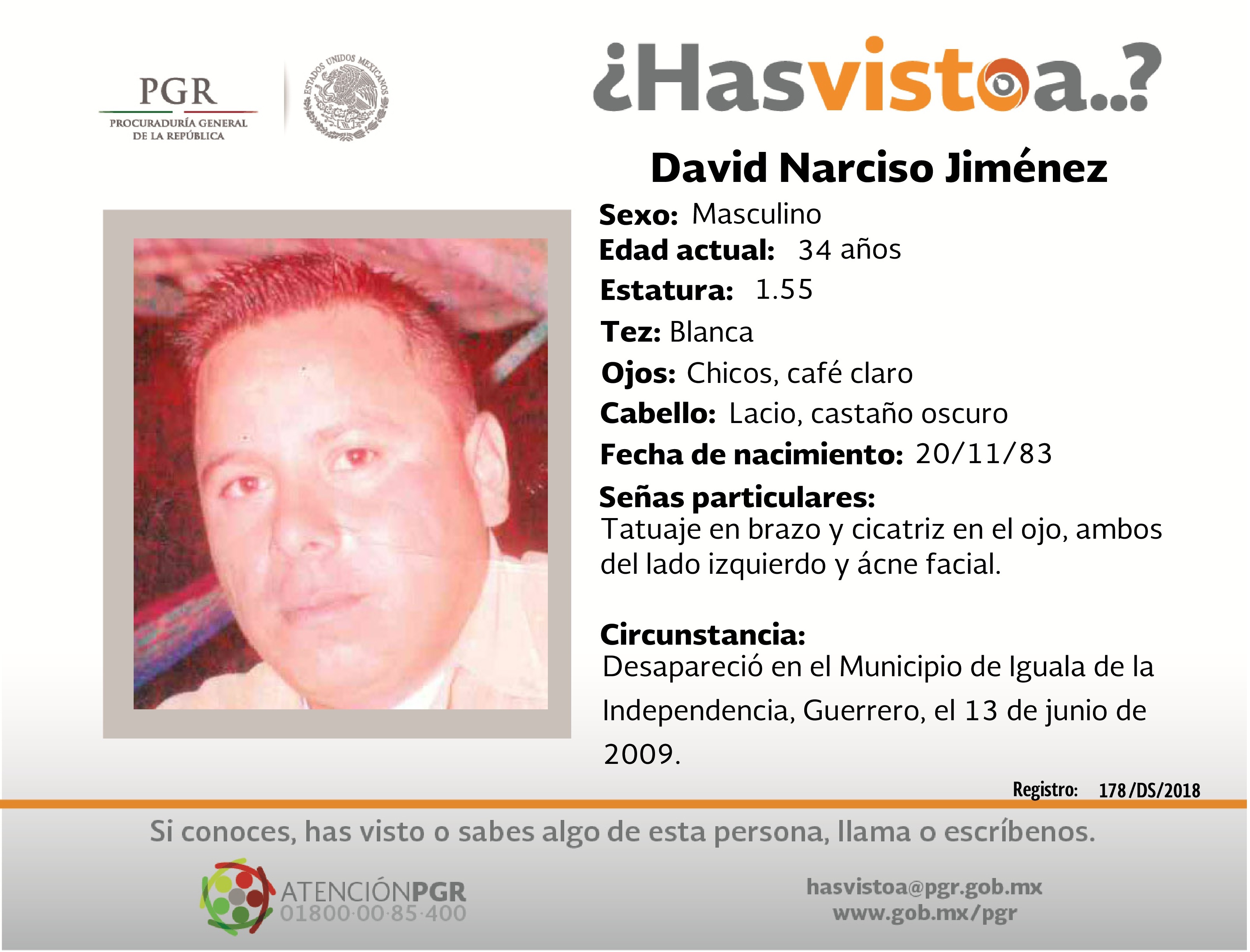 Ayúdanos a localizar a David Narciso