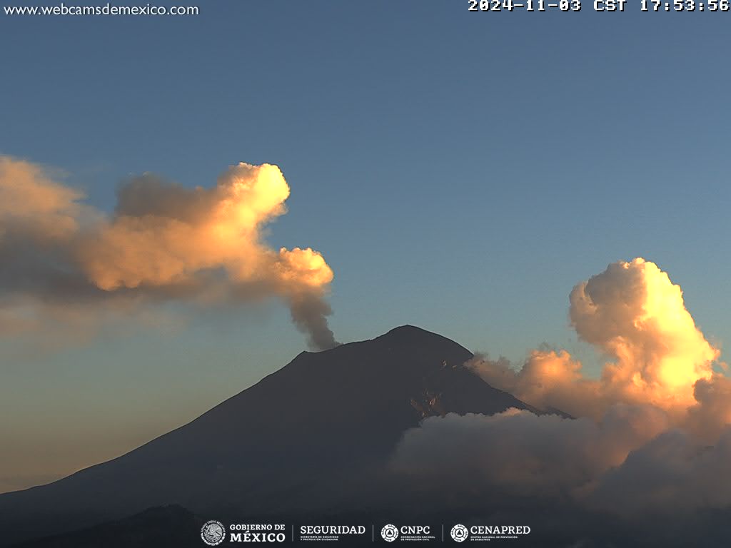 Popocatépetl registra 35 exhalaciones y 1072 minutos de tremor