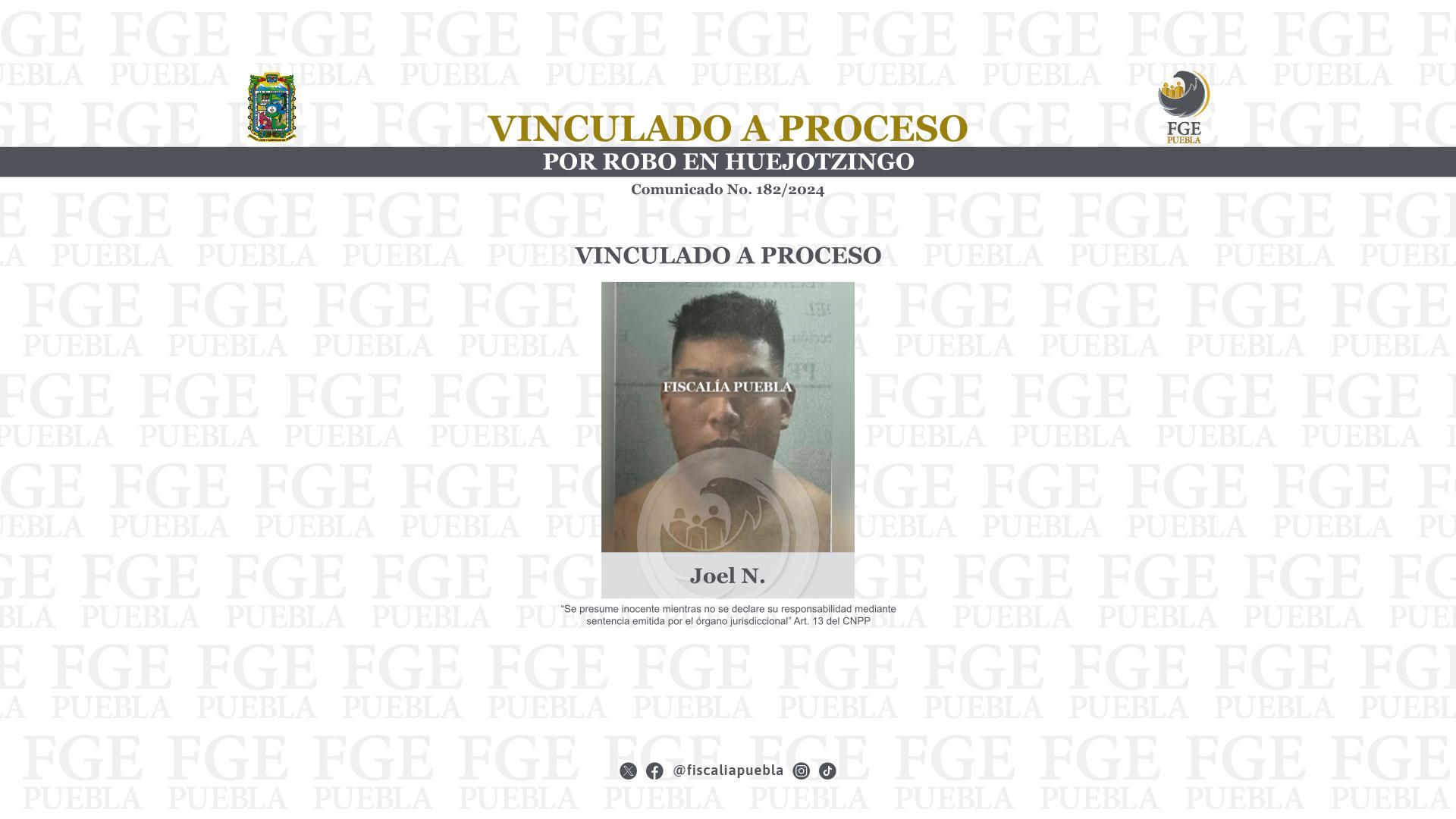 Vincula a proceso a Joel por robo y cobro de piso en Huejotzingo