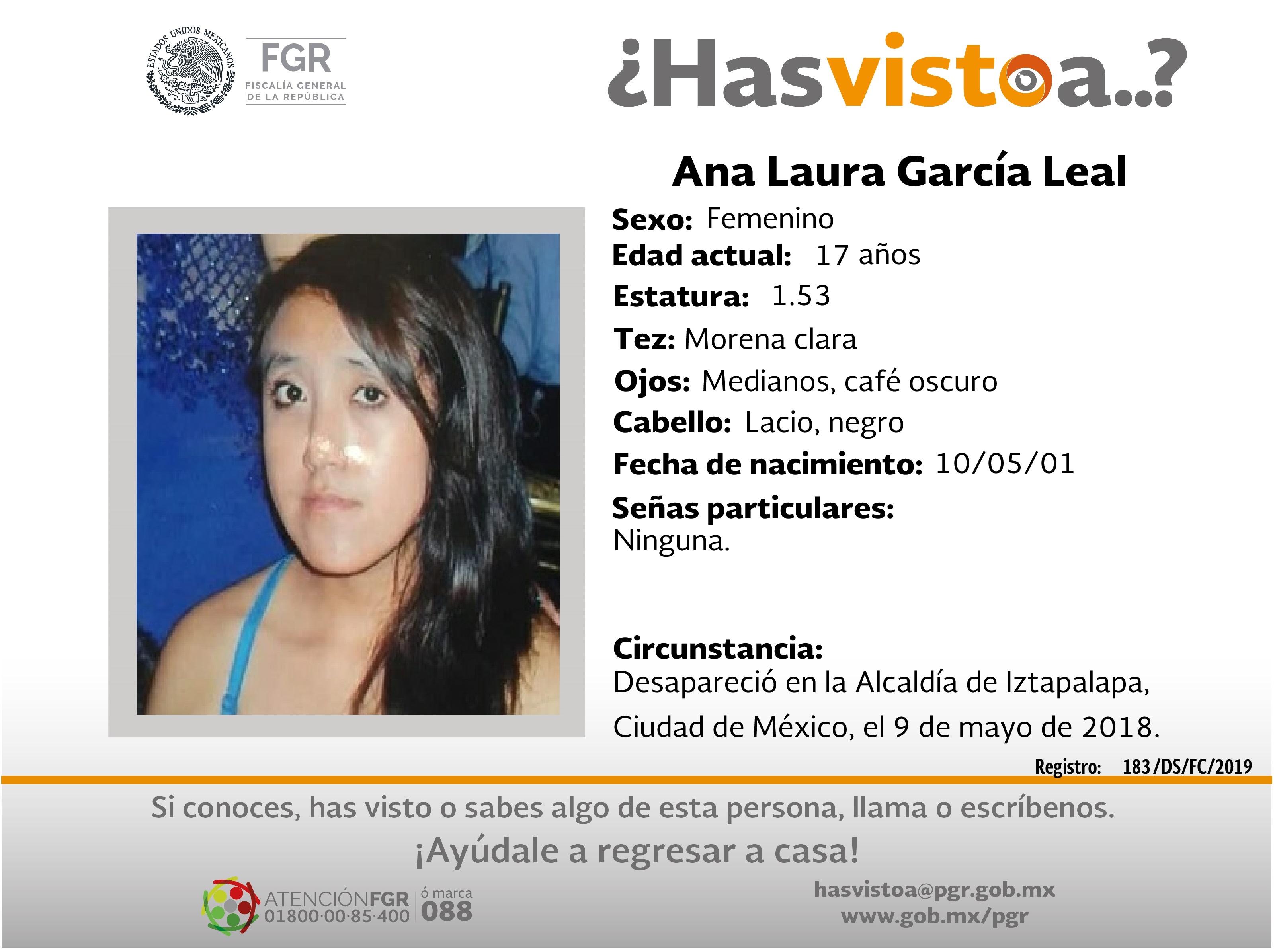 Ayúdanos a localizar a Ana Laura García
