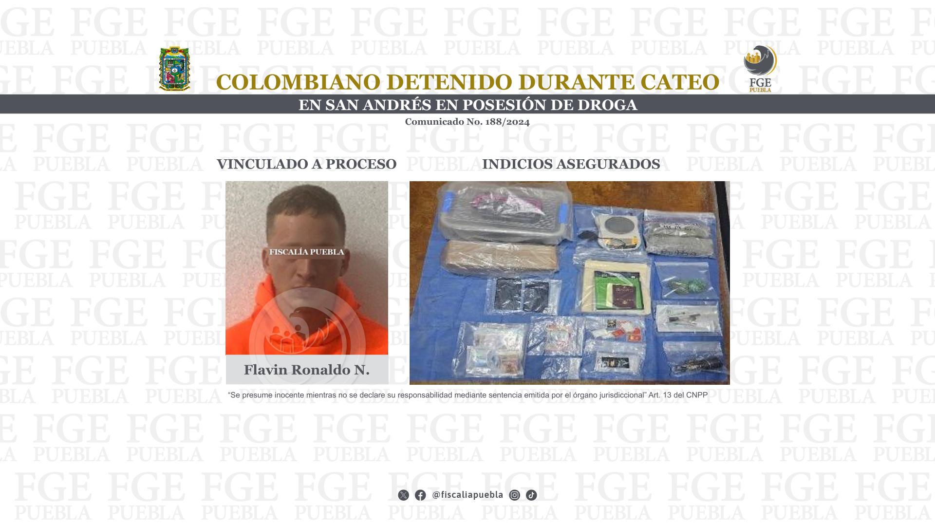 Cae colombiano con droga durante cateo en San Andrés