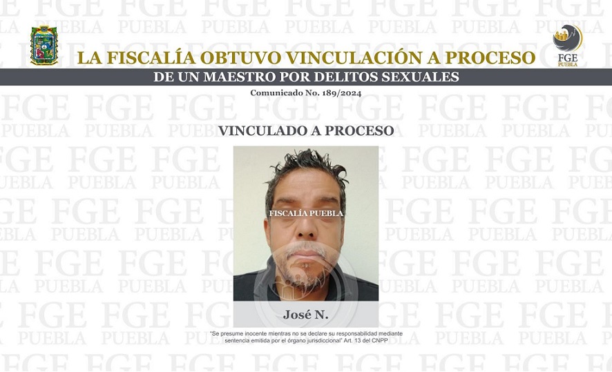 Vinculan a proceso a maestro de Cholula por abuso y violación