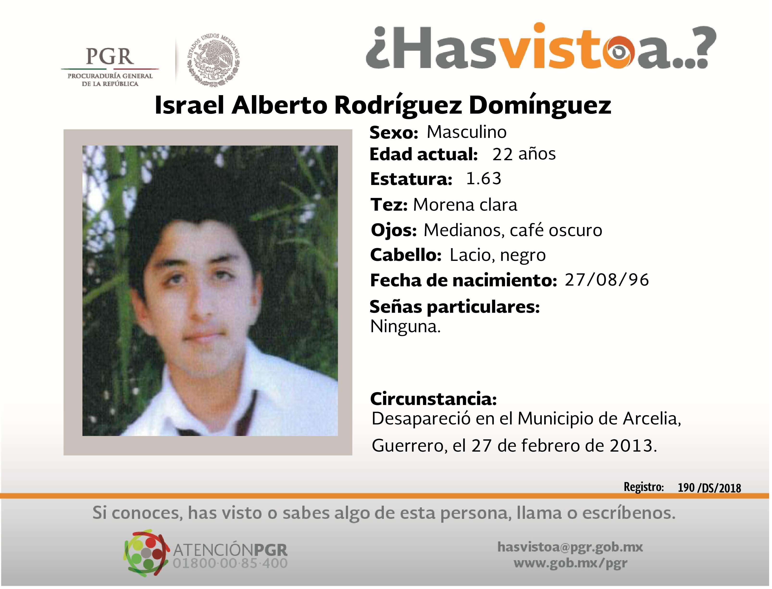 Ayúdanos a localizar a Israel Alberto Rodríguez