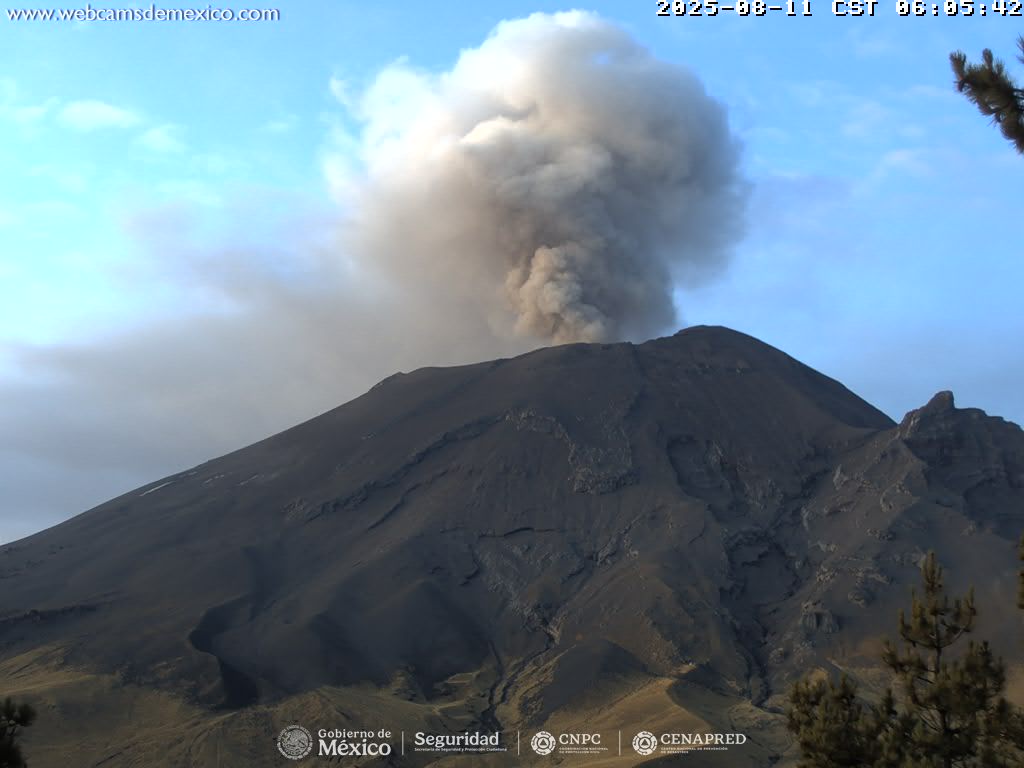 Se registran 46 exhalaciones y 648 minutos de tremor en el Popocatépetl