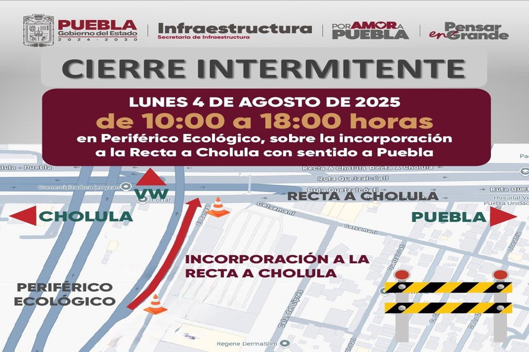 Atención, este lunes habrá cierre parcial en el Periférico Ecológico