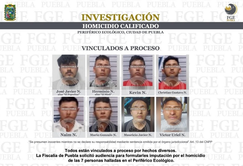 Ellos son los 8 detenidos por los 7 cadáveres hallados en el Periférico de Puebla