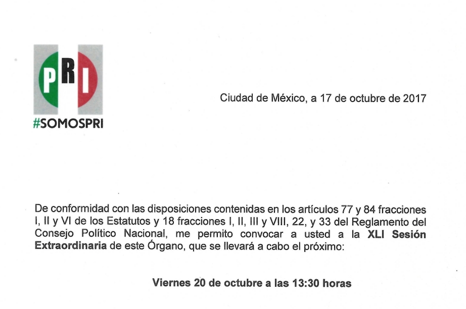 El PRI abre la convocatoria para el Consejo Político Nacional