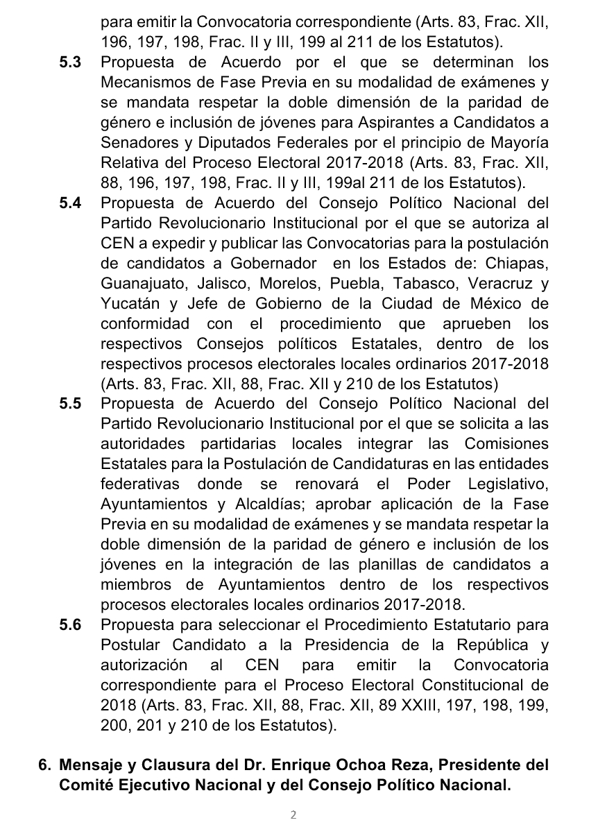 El PRI abre la convocatoria para el Consejo Político Nacional