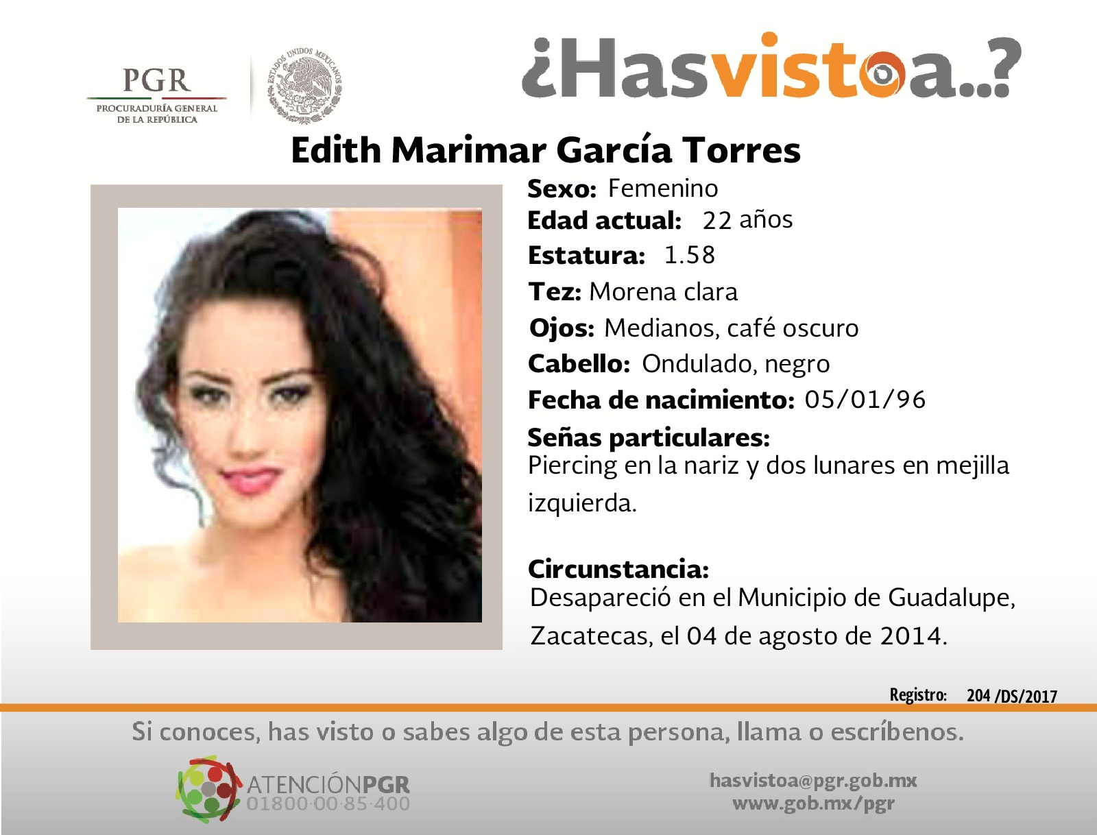 Ayúdanos a localizar a Edith Marimar García