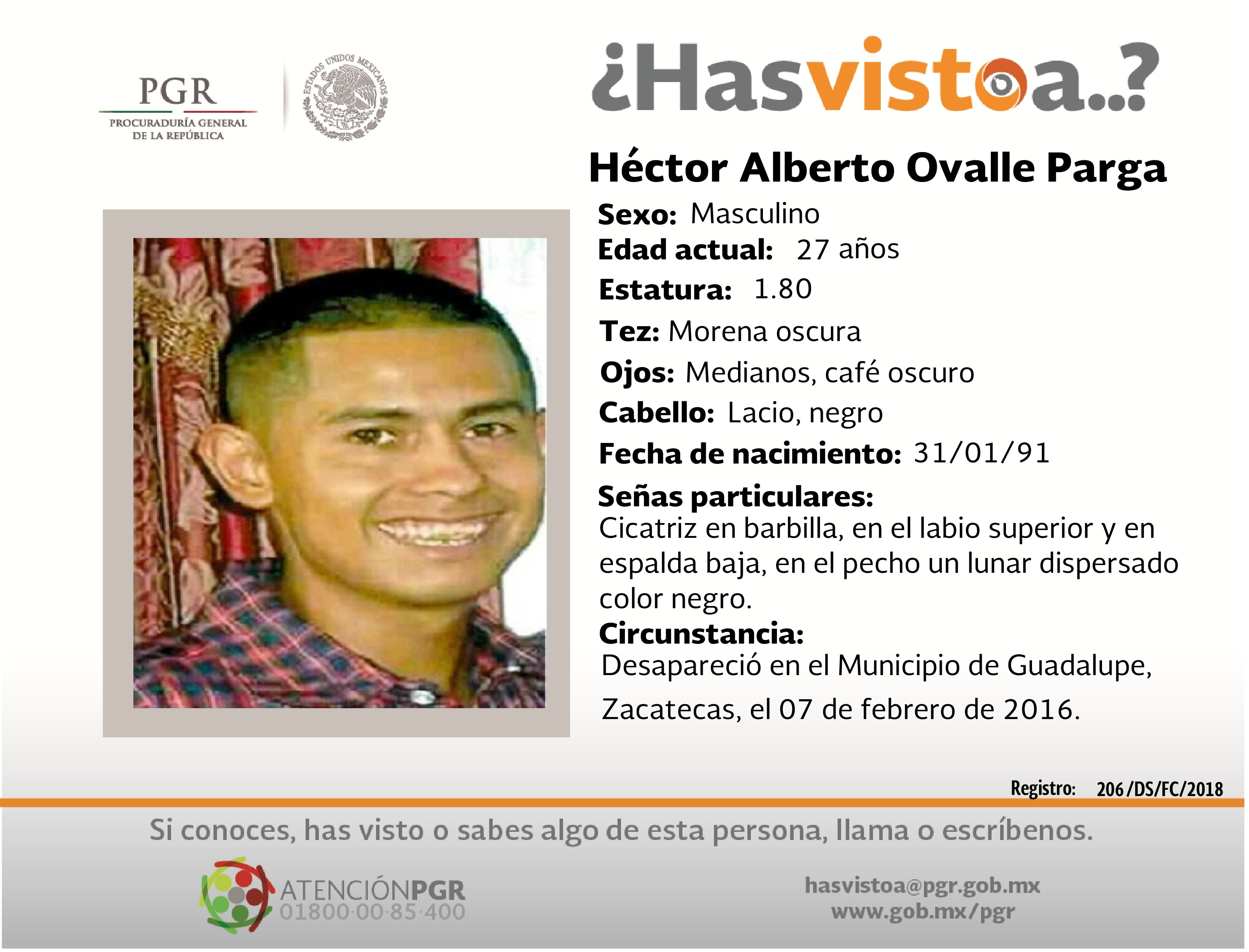 Ayúdanos a localizar a Héctor Alberto Ovalle