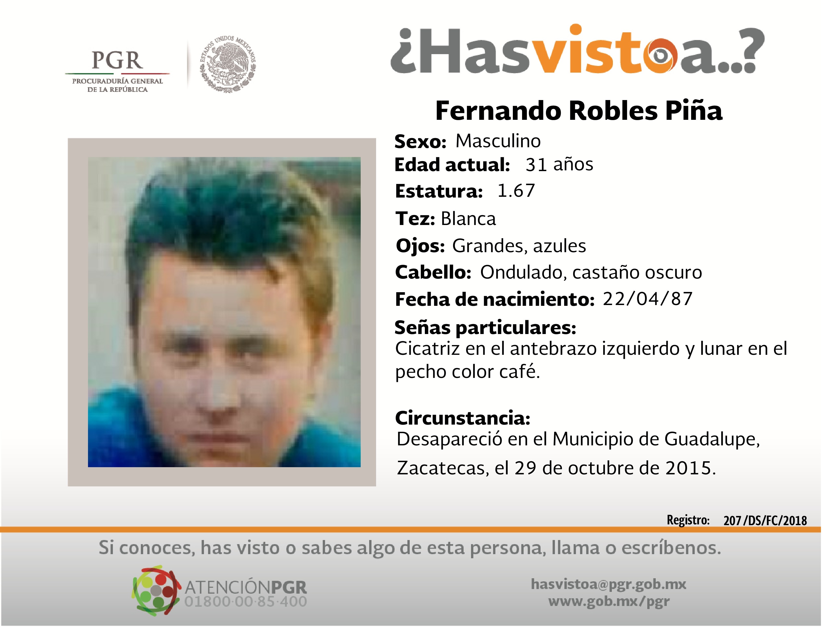 Ayúdanos a localizar a Fernando Robles