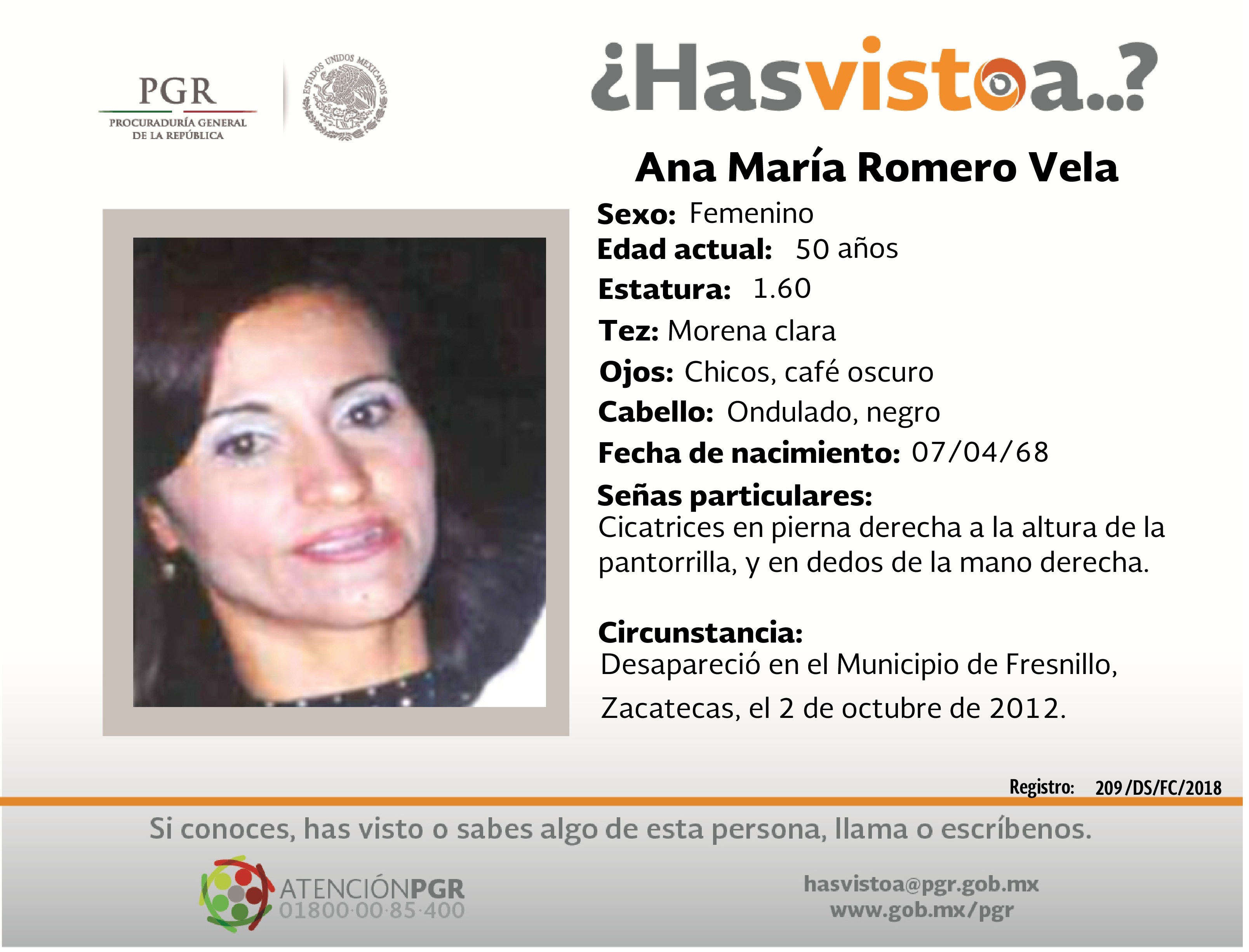 Ayúdanos a localizar a Ana María Romero
