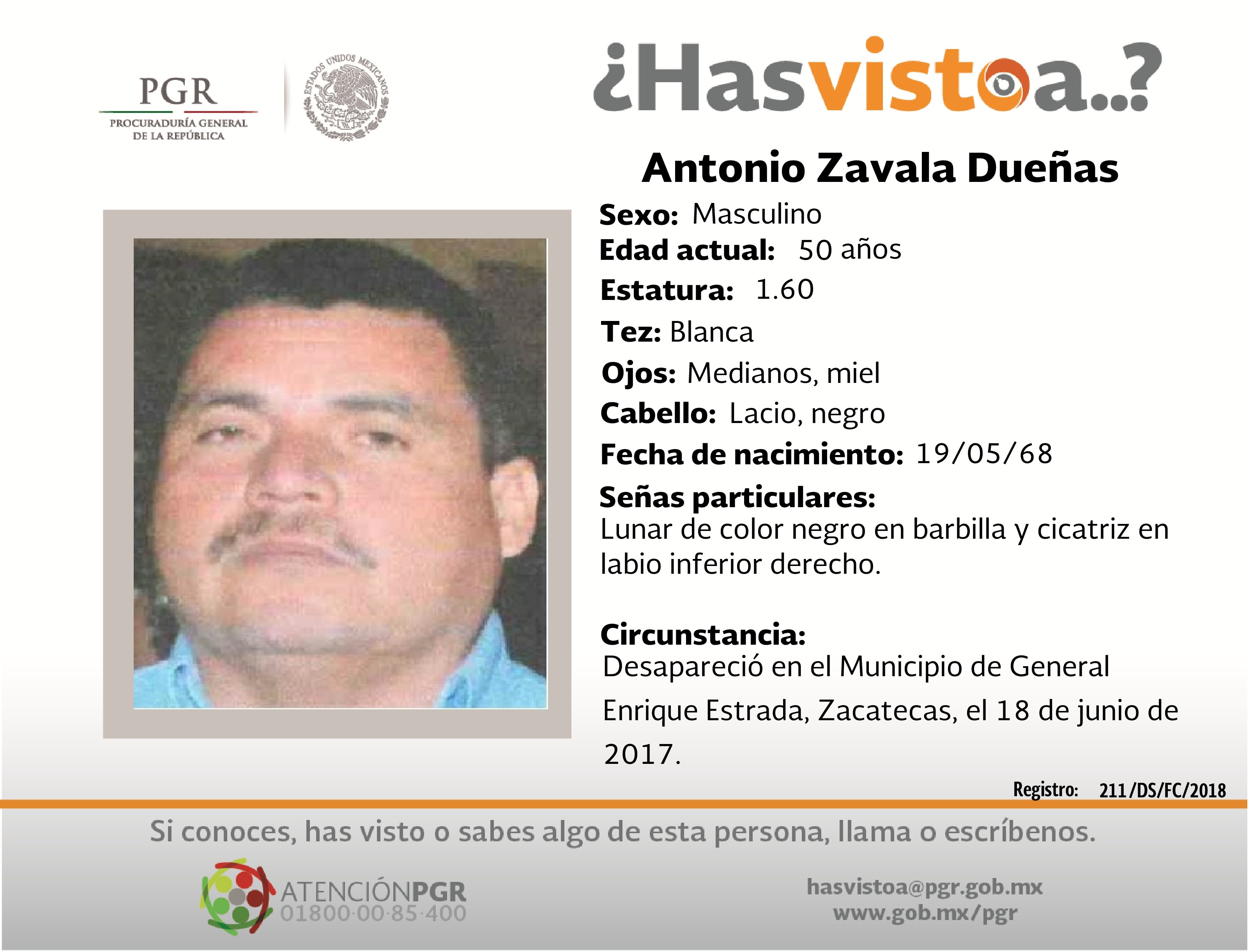 Ayúdanos a localizar a Antonio Zavala
