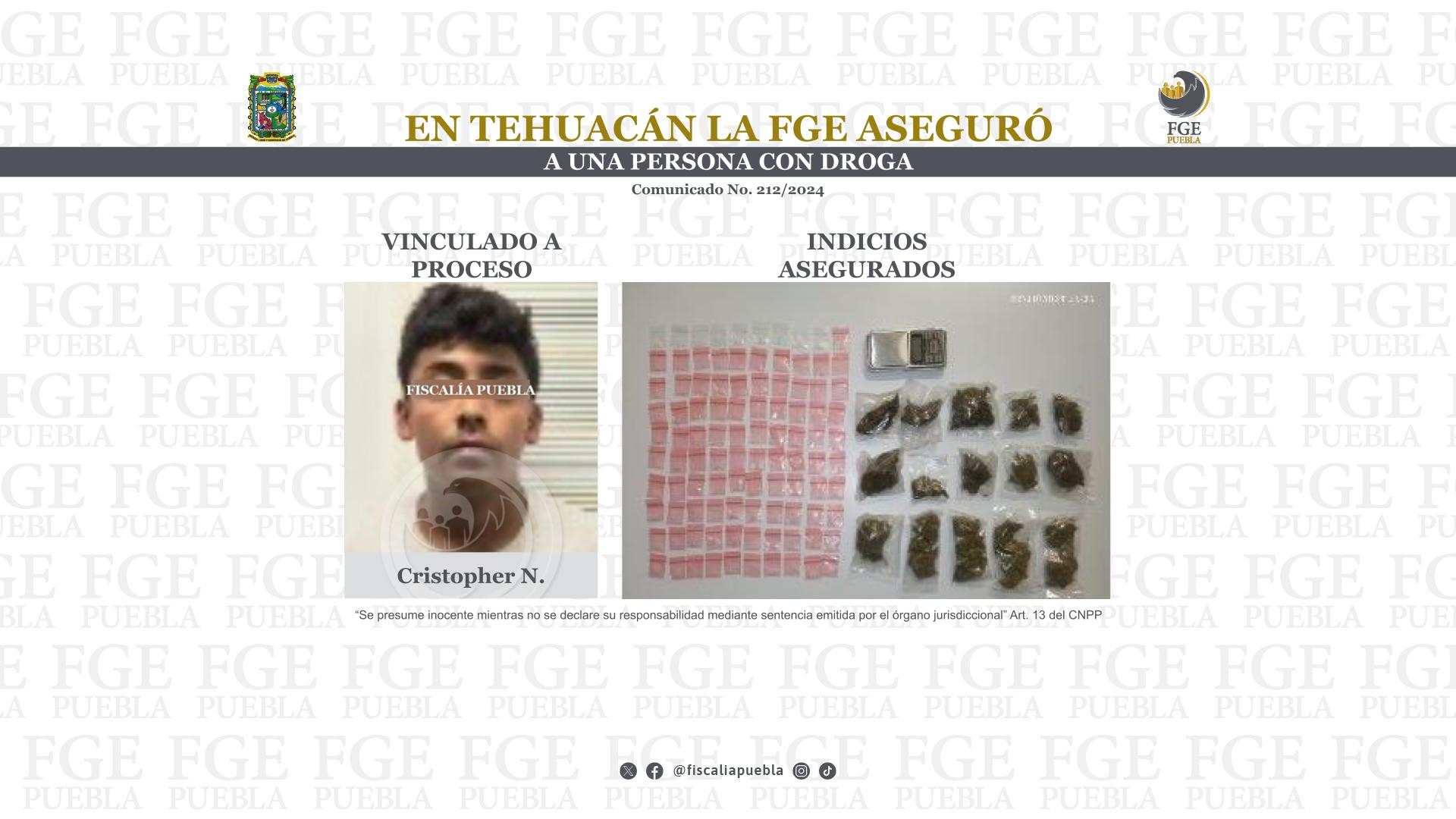 Tras cateo en Tehuacán cae Cristopher con 115 bolsas con droga