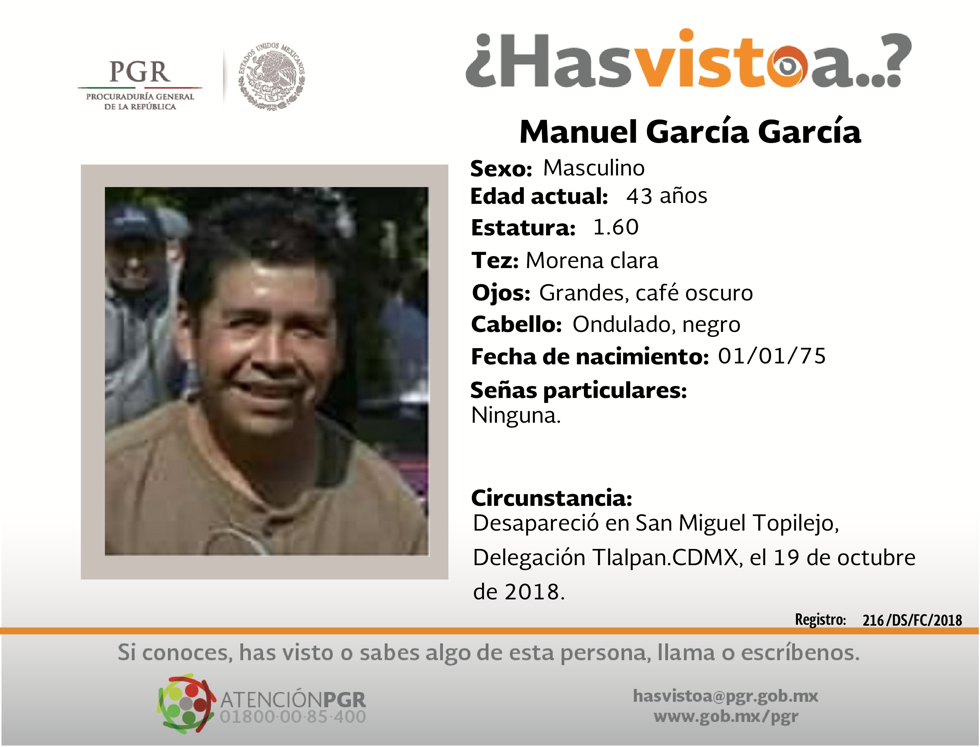 Ayúdanos a localizar a Manuel García