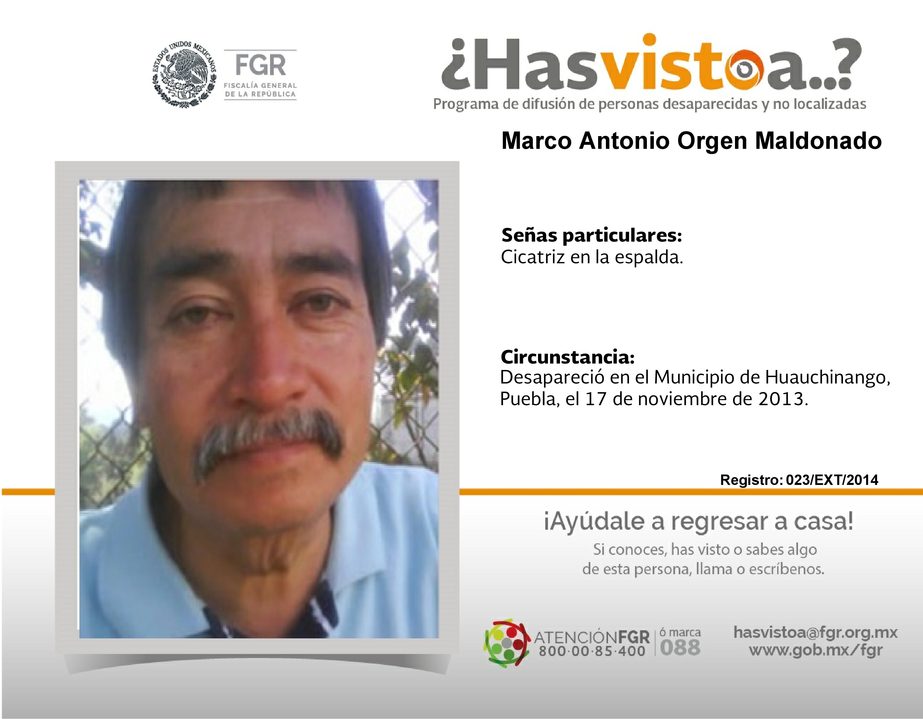 Marco Antonio Ojeda desapareció en Huauchinango
