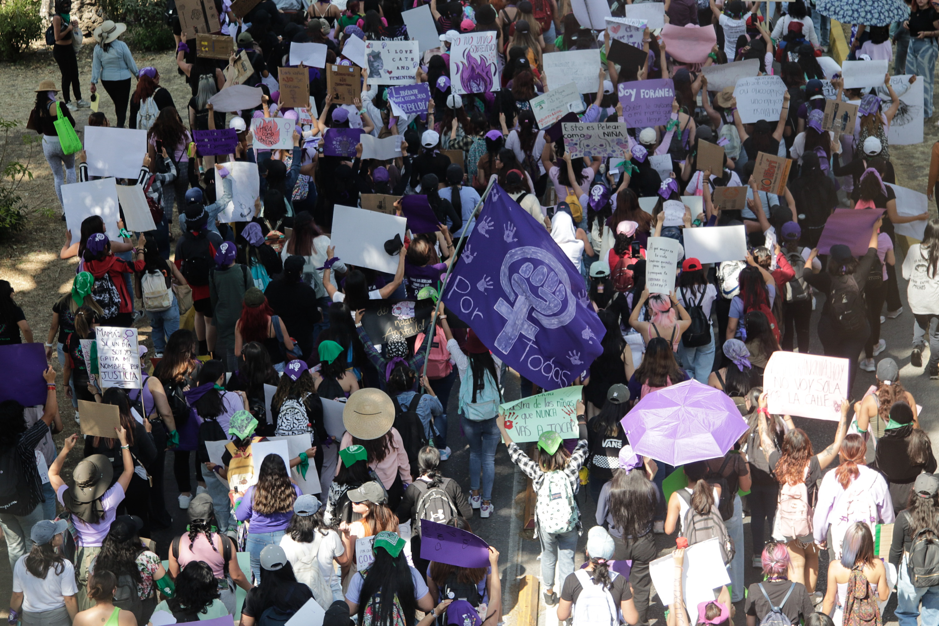 VIDEO Pintan de morado las calles poblanas