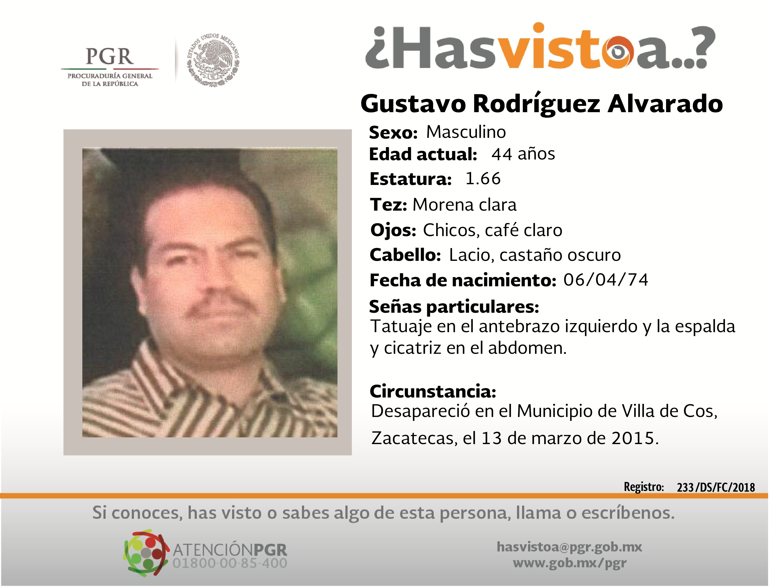 Ayúdanos a localizar a Gustavo Rodríguez