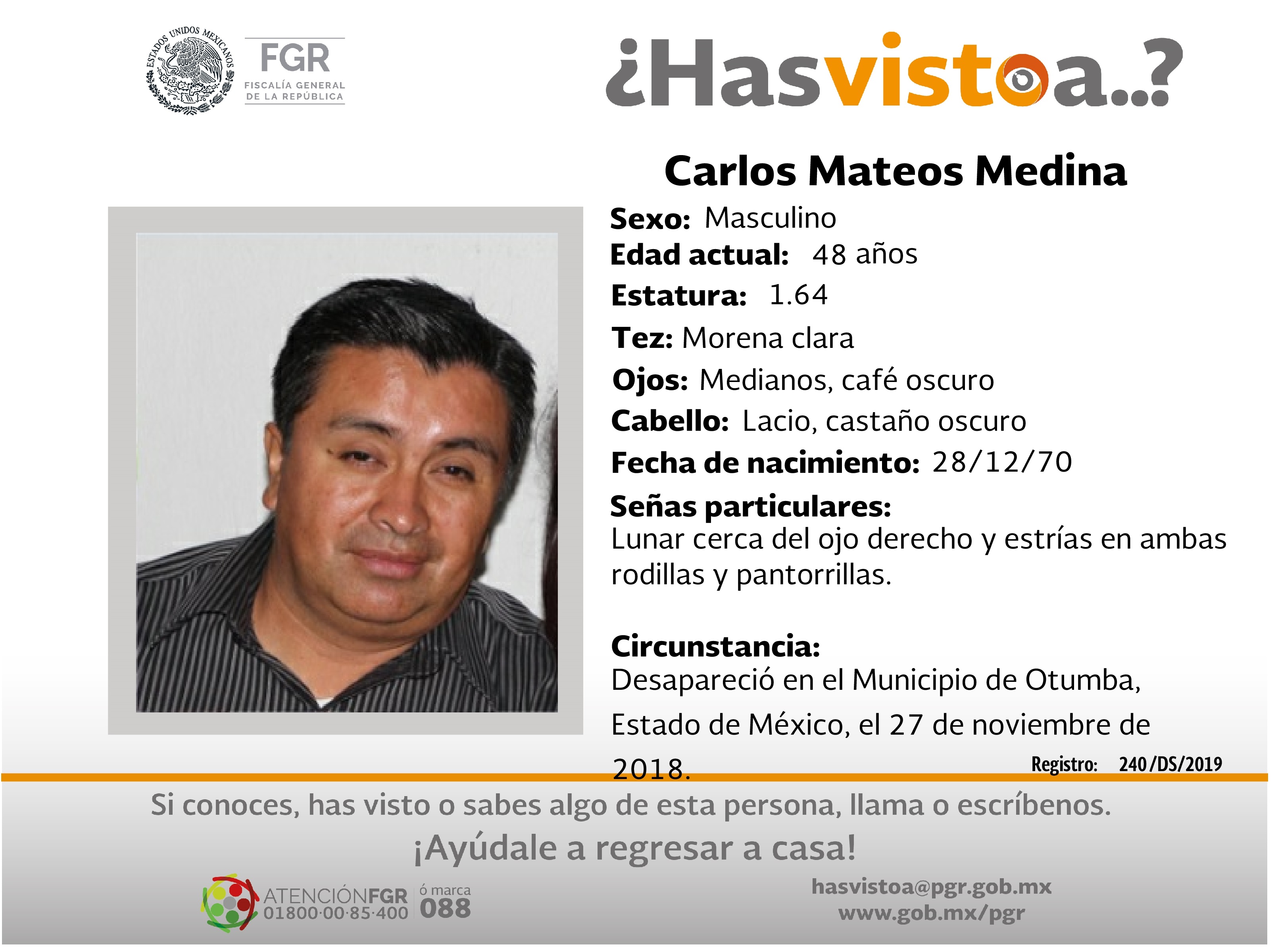 Ayúdanos a localizar a Carlos Mateos Medina