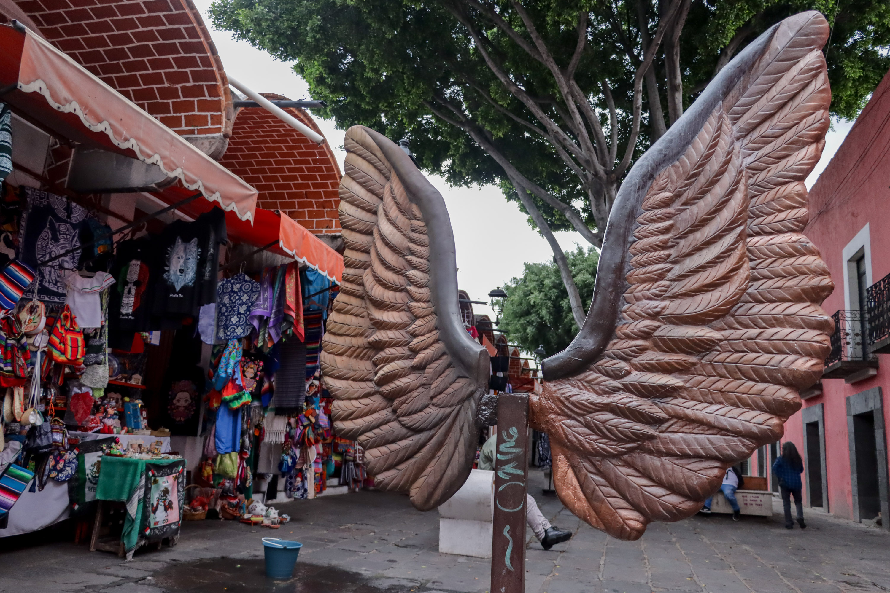 VIDEO Colocan nuevamente alas esculturales en El Parián