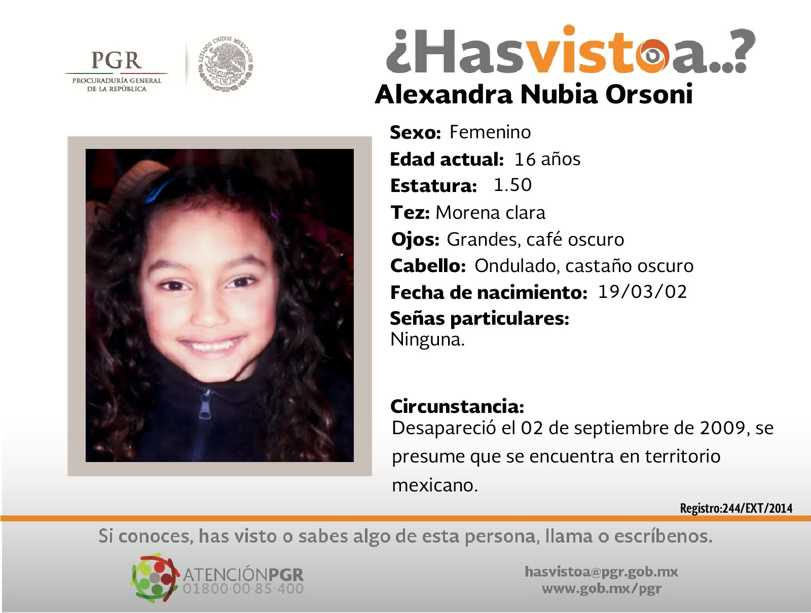 #SeBusca Ayúdanos a localizar a Alexandra