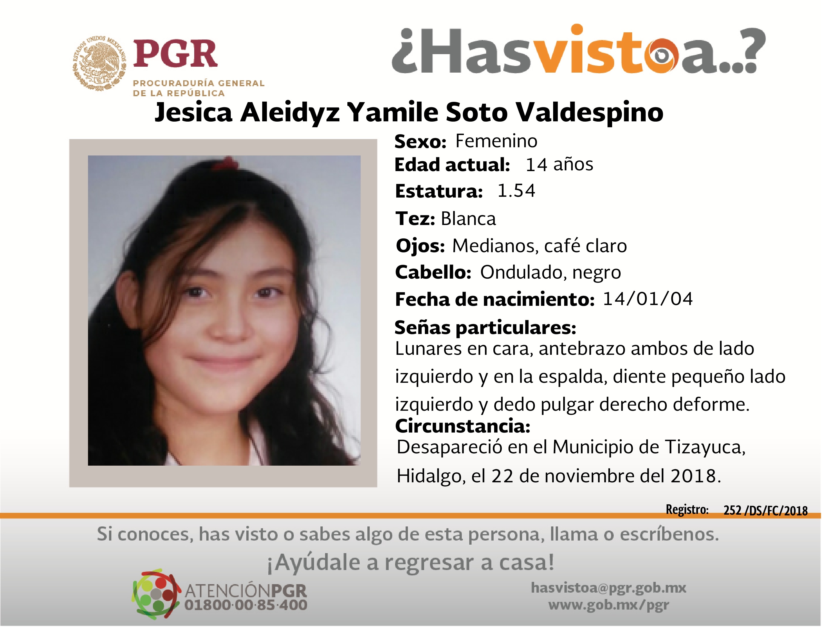 Ayúdanos a localizar a Yesica Aleidyz