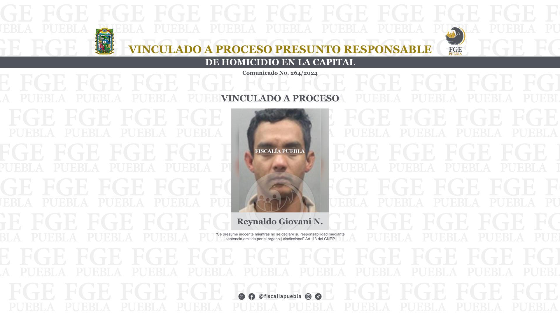 Reynaldo Giovani N. es vinculado a proceso por asesinar a balazos a un hombre