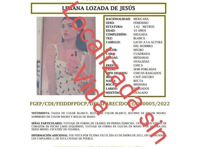 Cuerpo de Liliana Lozada habría sido hallado en límites de Atlixco y Huaquechula