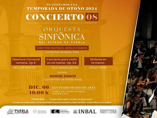 Ofrecerá Sinfónica de Puebla presentación con concertistas de Bellas Artes: Cultura