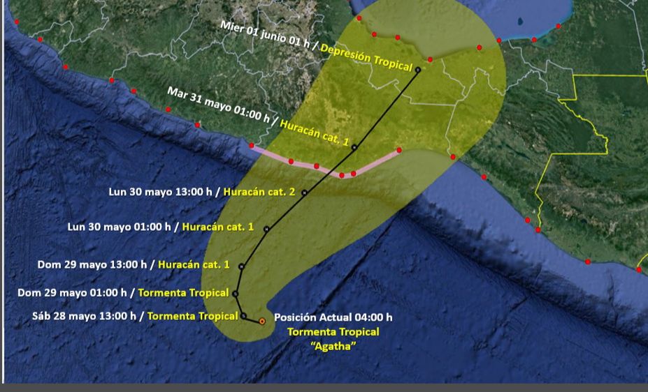 Tormenta tropical Agatha podría convertirse en Huracán