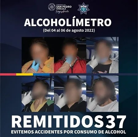 En Cholula remite a 37 conductores por operativo alcoholímetro