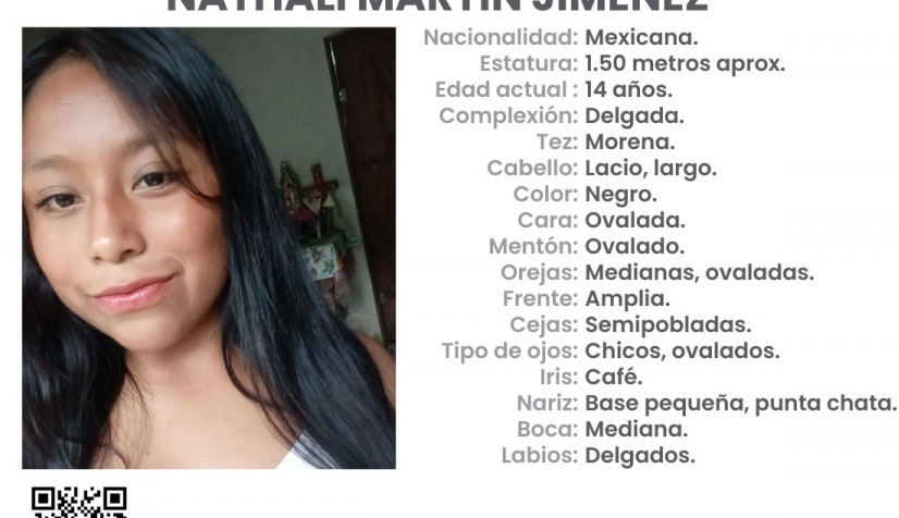 Nathali de 14 años desapareció en calles de Cuetzalan