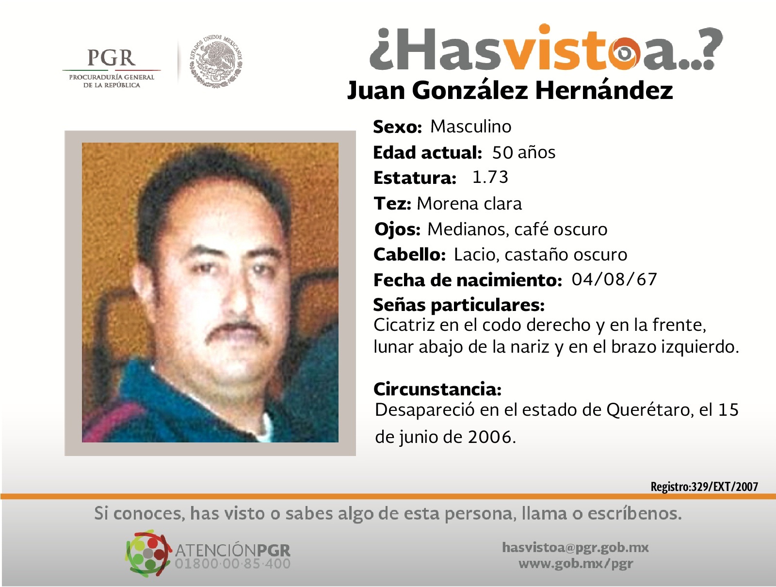 Ayúdanos a localizar a Juan González Hernández