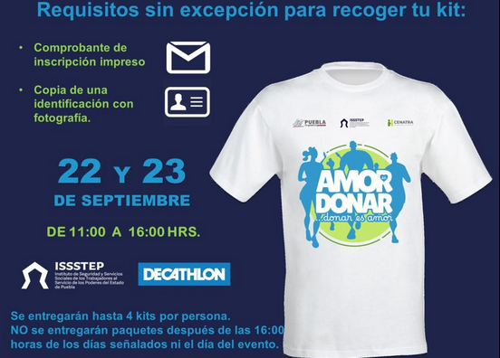 Realizarán ISSSTEP y Decathlon entrega de kits de carrera Amor es donar