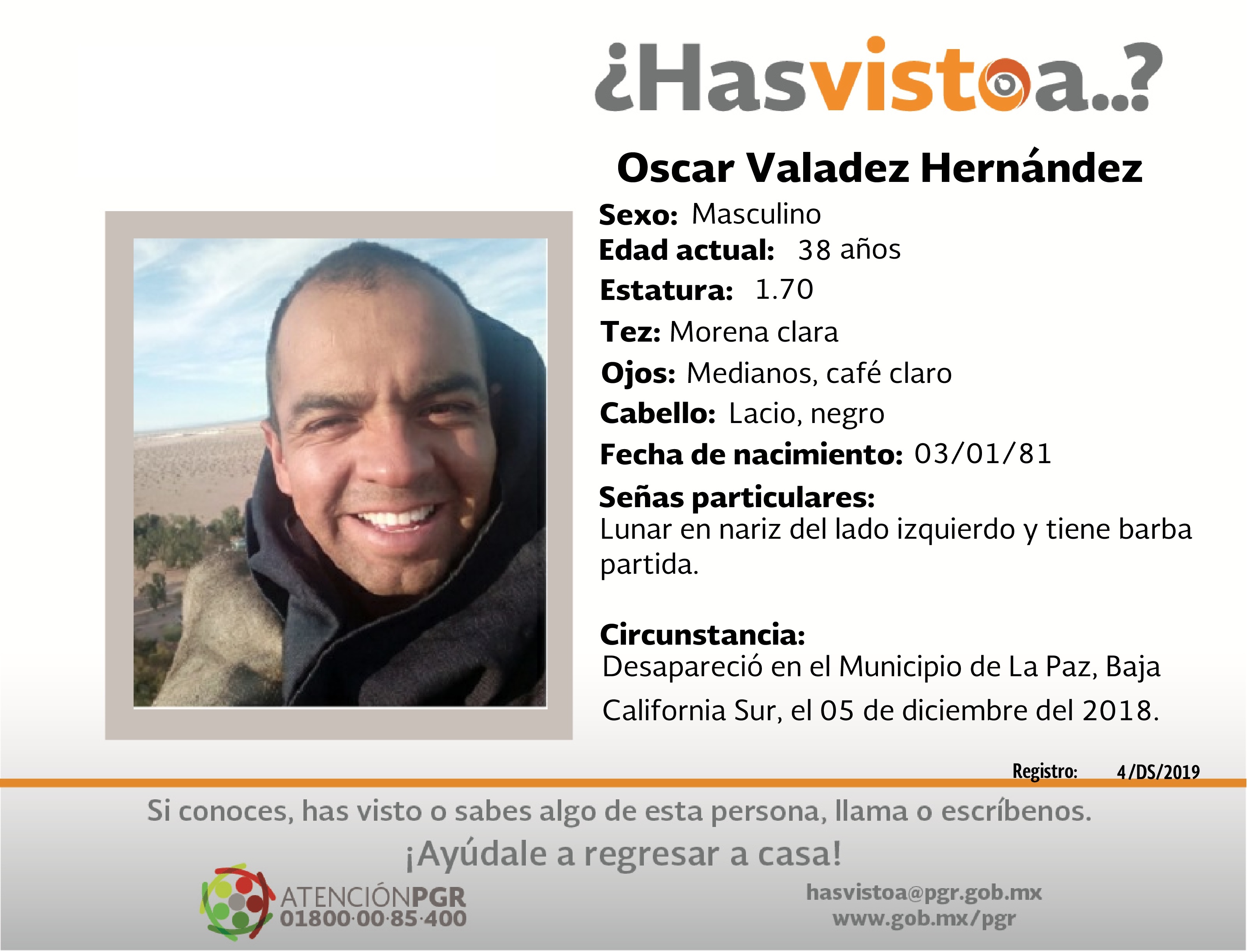 Ayúdanos a localizar a Oscar Valadez