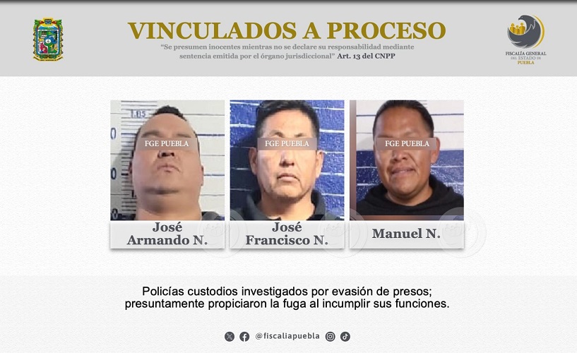 Procesan a 3 custodios de Tehuacán por fuga de reo adentro de mueble
