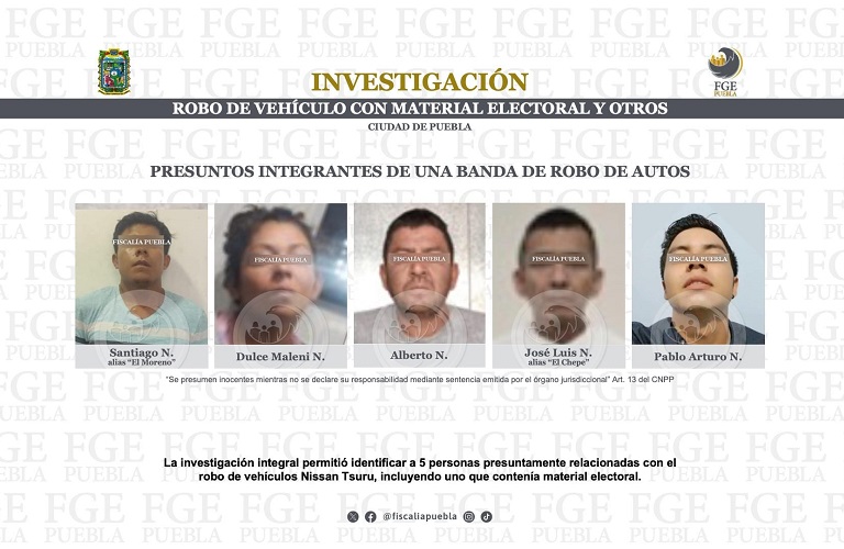 Cae banda de roba Tsurus en Puebla; los vendían en 3 mil pesos