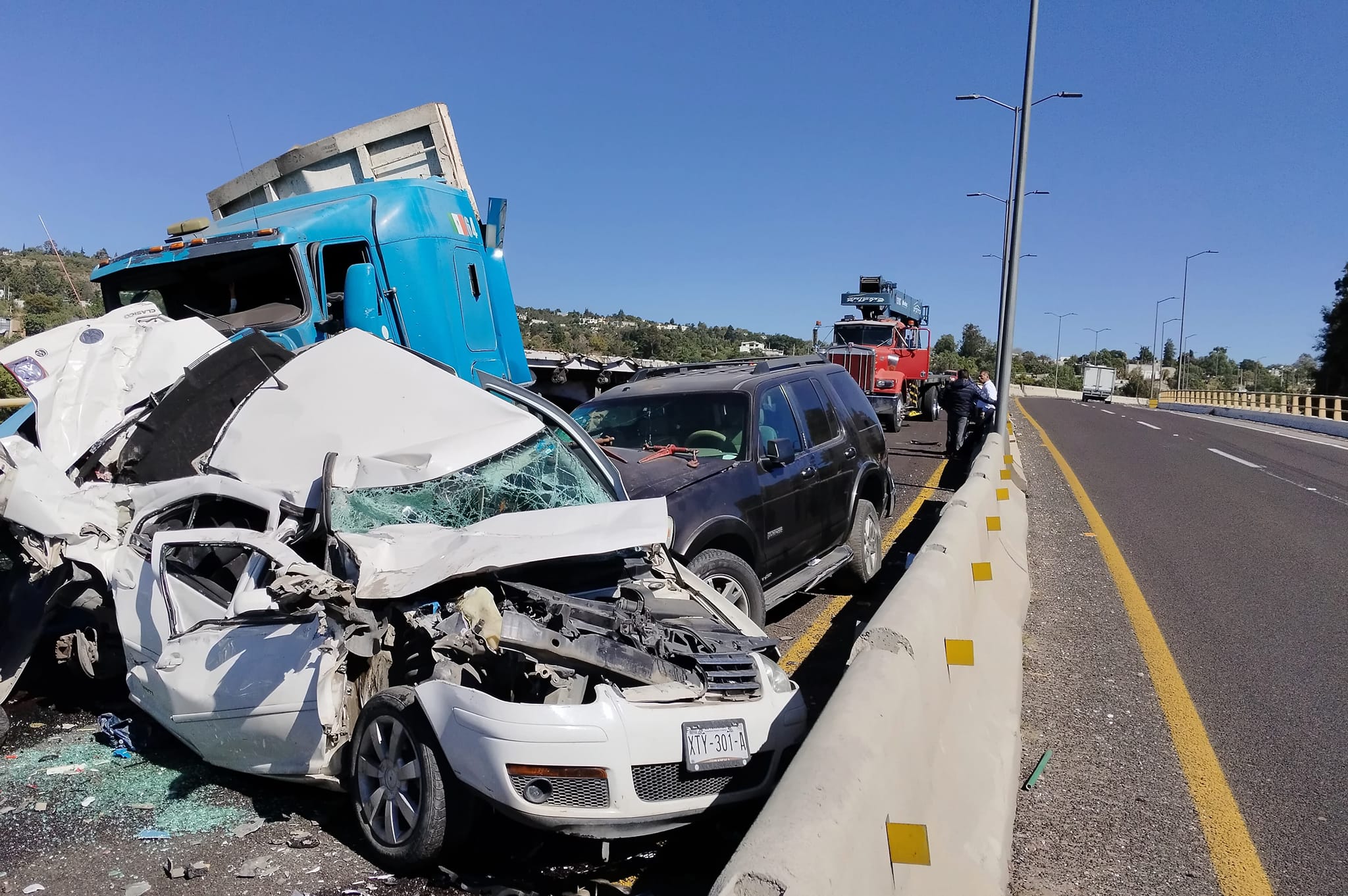 Se registra carambola en la carretera Ocotoxco-Texmelucan