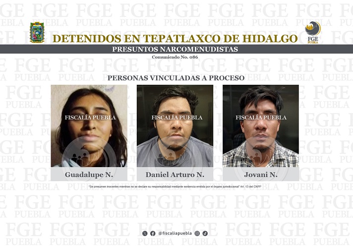 Detienen en Tepatlaxco de Hidalgo a tres presuntos narcomenudistas