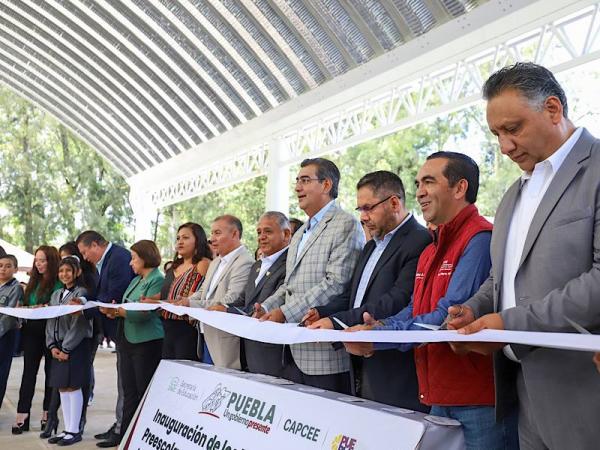 Céspedes entrega techados en el BINE y plaza cívica en jardín de niños Motolinía