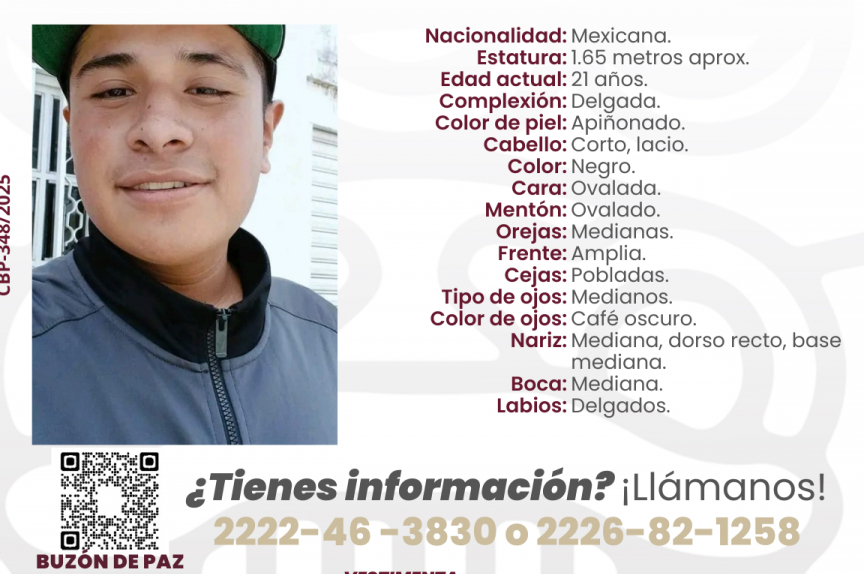 Autoridades buscan a José Librado Rendón Parada, joven desaparecido en Puebla