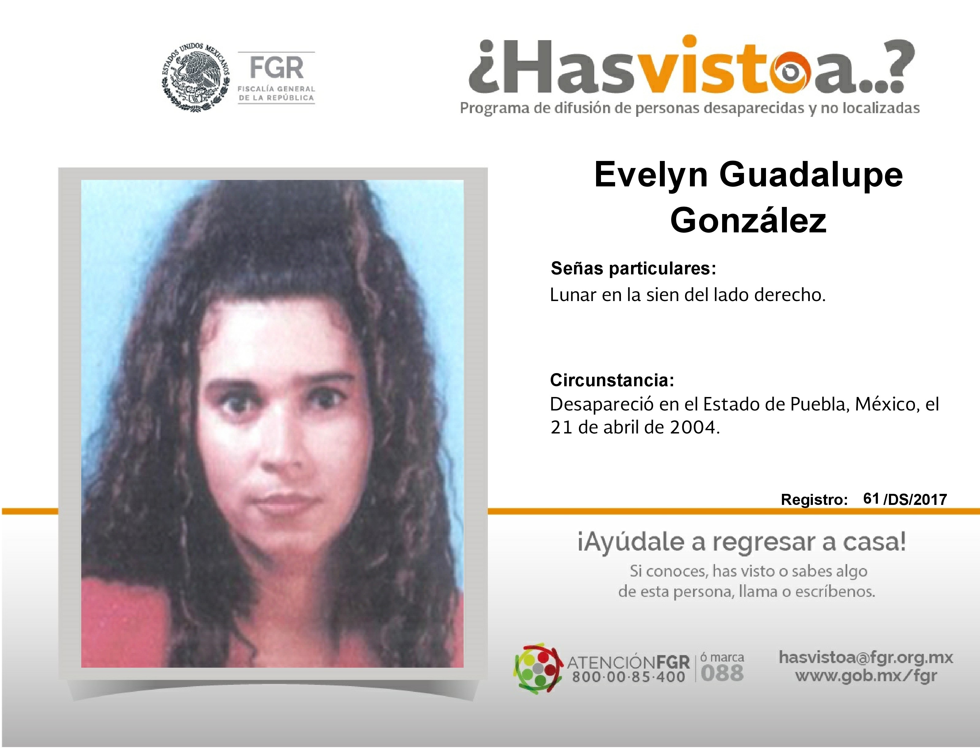 Evelyn Guadalupe desapareció en Puebla