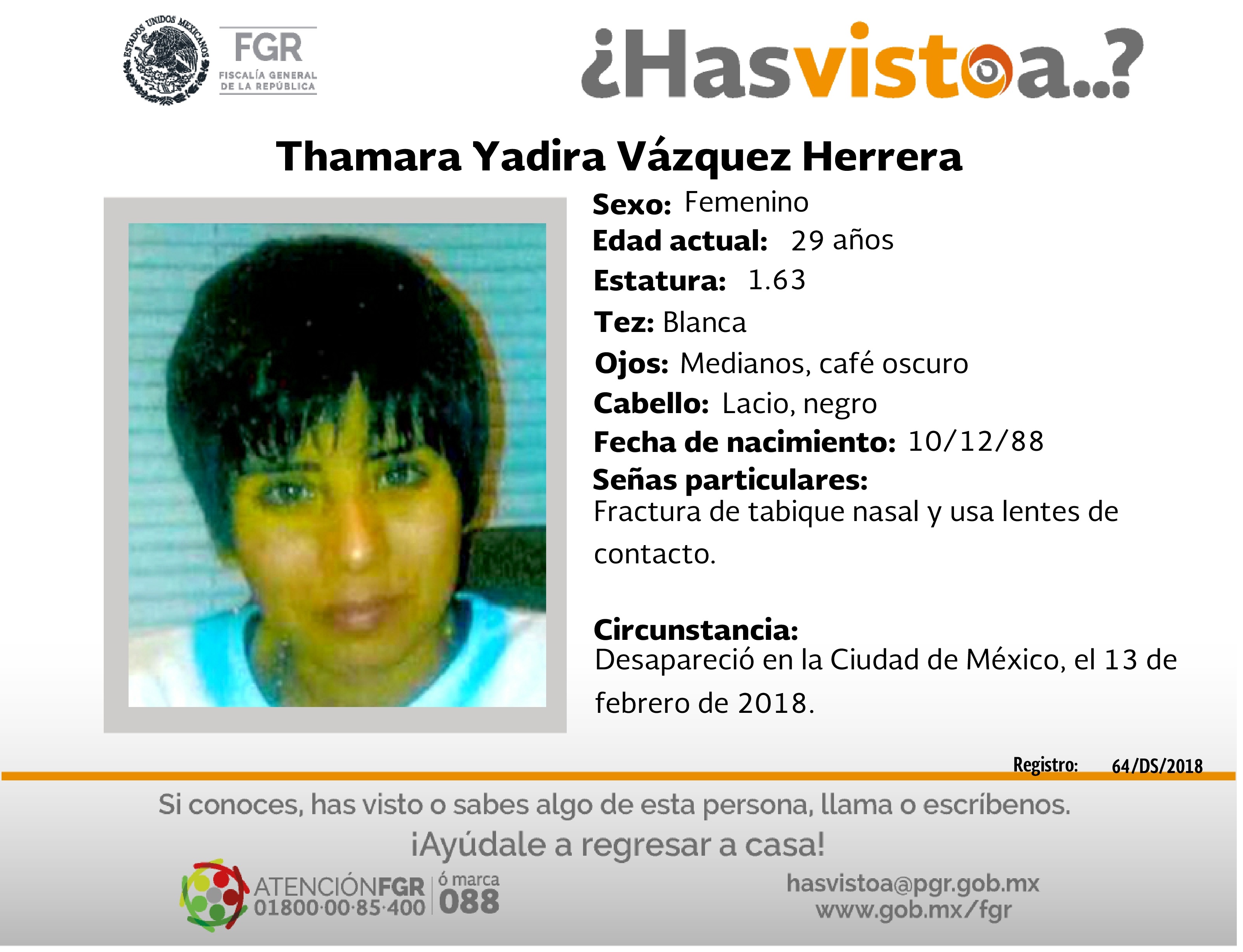 Ayúdanos a localizar a Thamara Yadira Vázquez