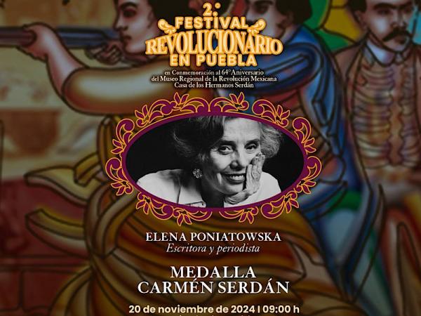 Entregará gobierno de Puebla medalla Carmen Serdán a Elena Poniatowska