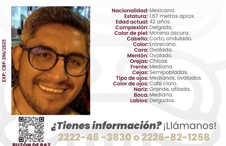 Buscan a Ángel de 42 años; desapareció en Puebla capital