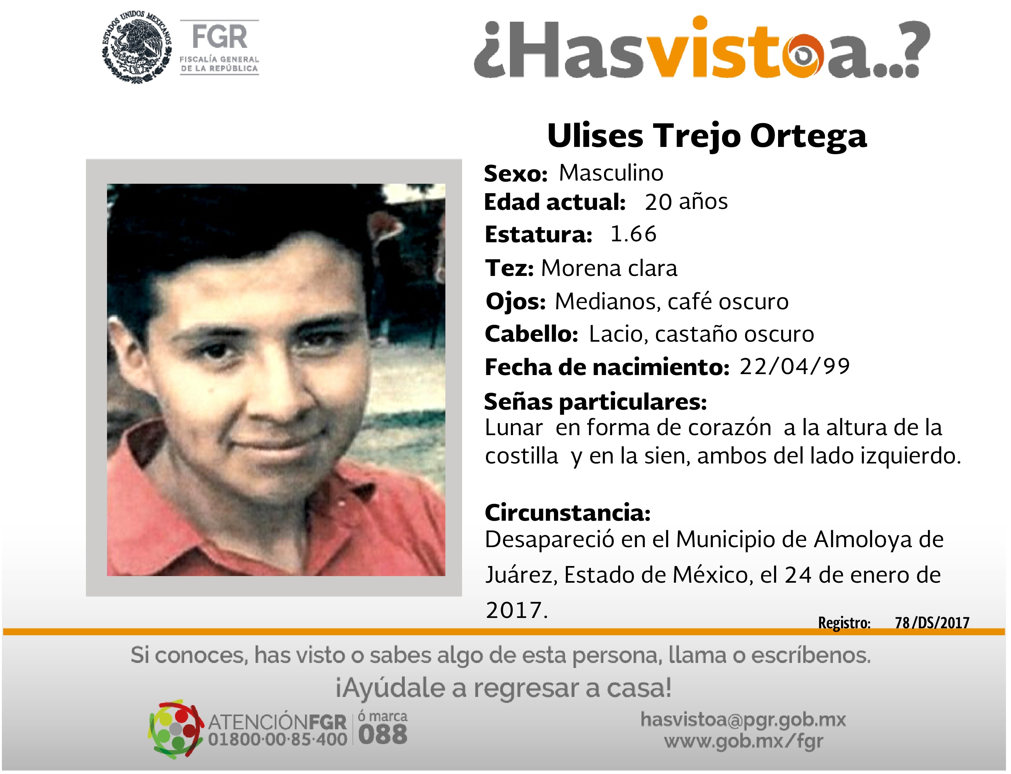 Ayúdanos a localizar a Ulises Trejo Ortega